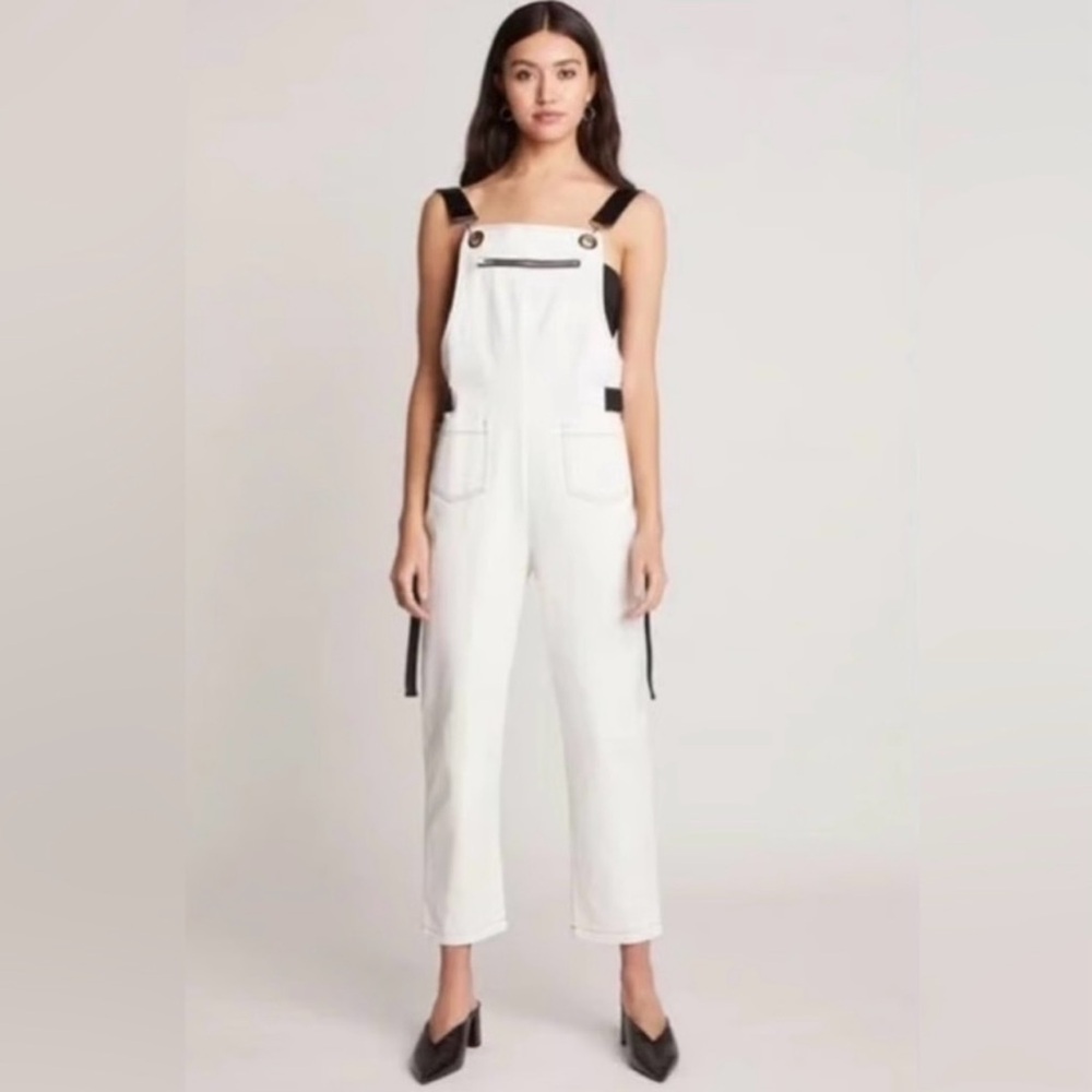 Choosy Off White Overalls with‎ Black Straps
